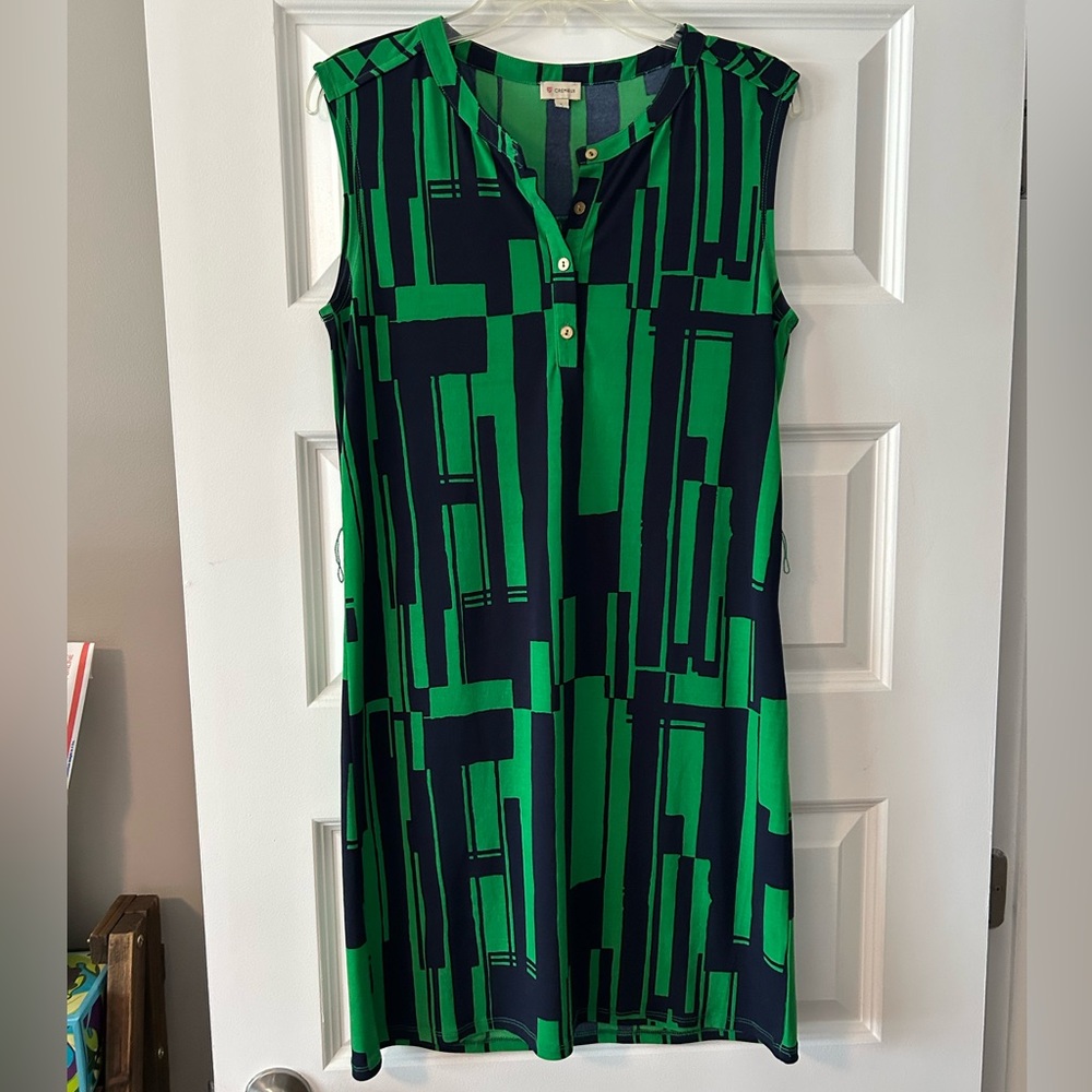 Daniel Cremieux Green and Navy Striped Dress